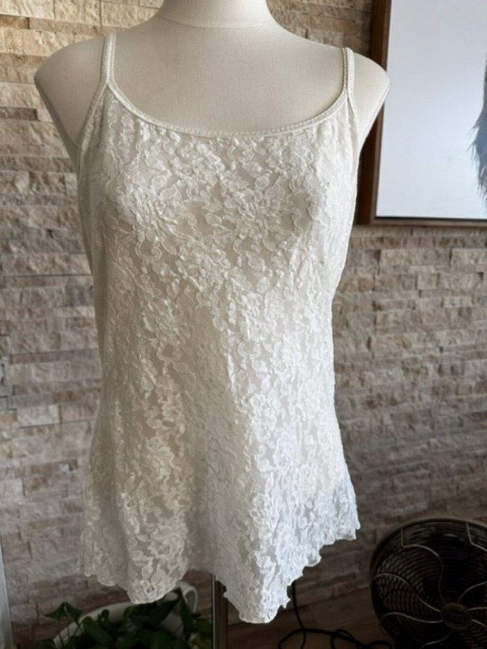 HANKY PANKY White Signature Lace Stretch Scoop Neck Cami LARGE NWOT